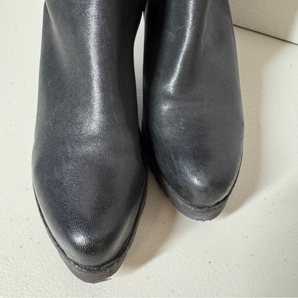 Anthropologie Felmini Black Leather Block Heel Red Detail Tall Boots Size 39 - Picture 8 of 16